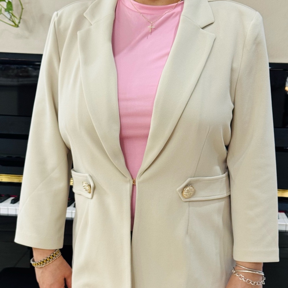 Elegant Cream Blazer with Gold Buttons